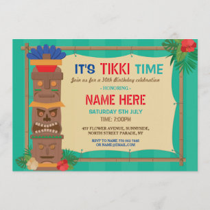 Invitation Totem PoIe de Luau de fête d'anniversaire de Tiki