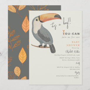 Invitation Toucan Rejoignez-nous C'est un Baby shower garçon