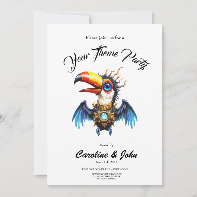 Invitation Toucan Steampunk au Clair de Lune.  (Devant)