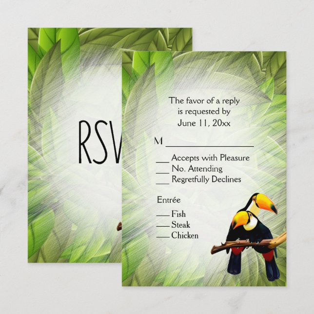Invitation Toucans de la Jungle RSVP avec Choix d'Entrée (Devant / Derrière)