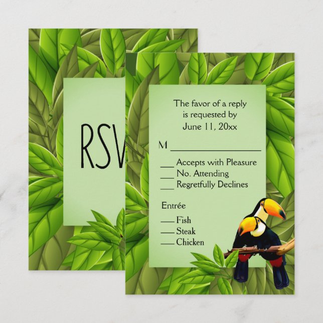 Invitation Toucans RSVP avec sélection d'entrée (Devant / Derrière)