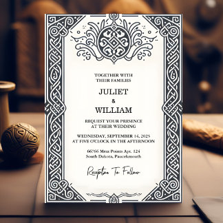 Invitation Touch Celtic Nordic Medieval Scroll Viking Mariage