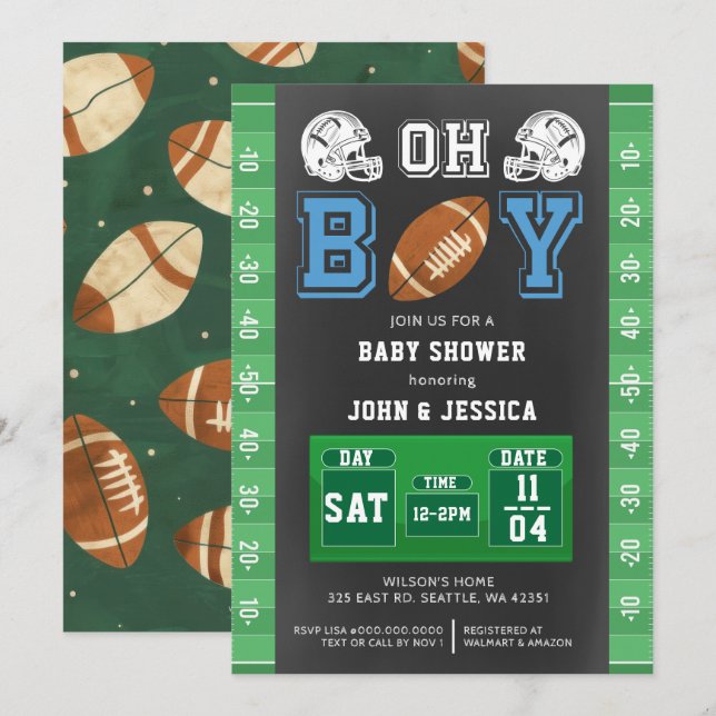 Invitation Touchdown Boy Football  (Devant / Derrière)