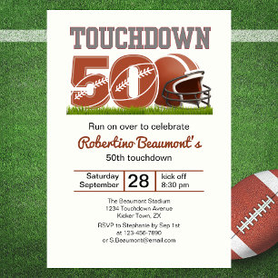 Invitation Touchdown Cinquante Anniversaire de Football 50 an