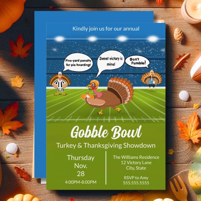 Invitation Touchdowns drôles de dinde de Thanksgiving (Créateur téléchargé)