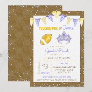 Invitation Touchdowns ou Tiaras Jaune Violet Révélation de ge