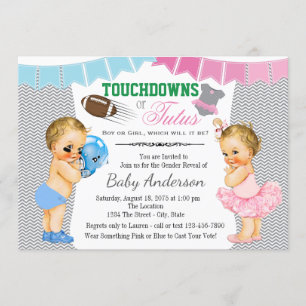Invitation Touchdowns ou Tutus Gender Revevela Baby shower
