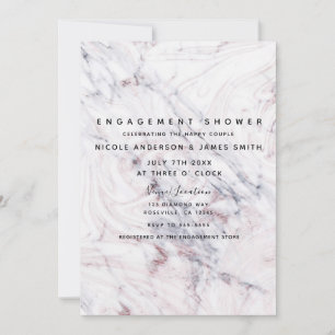 Invitation Touche de Rose Blanche Marbre Grise Tourbillon All