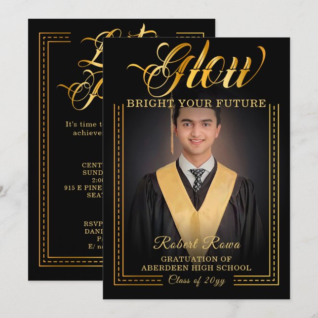 Invitation Touche dorée Illuminez votre avenir. (Devant / Derrière)