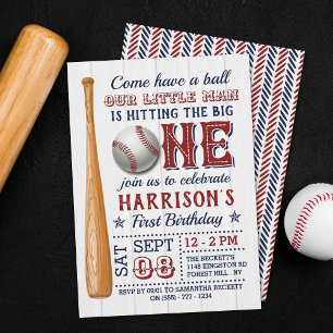 Invitation Toucher le Big One Baseball 1er Anniversaire
