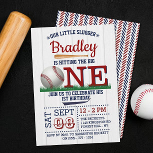 Invitation Toucher le Big One Baseball 1er Anniversaire