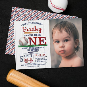 Invitation Toucher le Big One Baseball 1er Anniversaire Photo