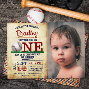 Invitation Toucher le Big One Baseball 1er Anniversaire Photo