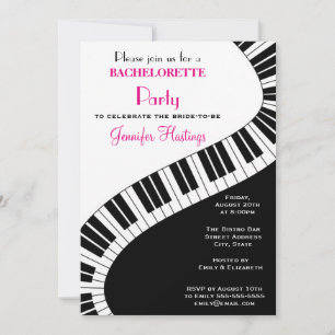 Invitation Touches de piano courbées ondulées Bachelorette Pa