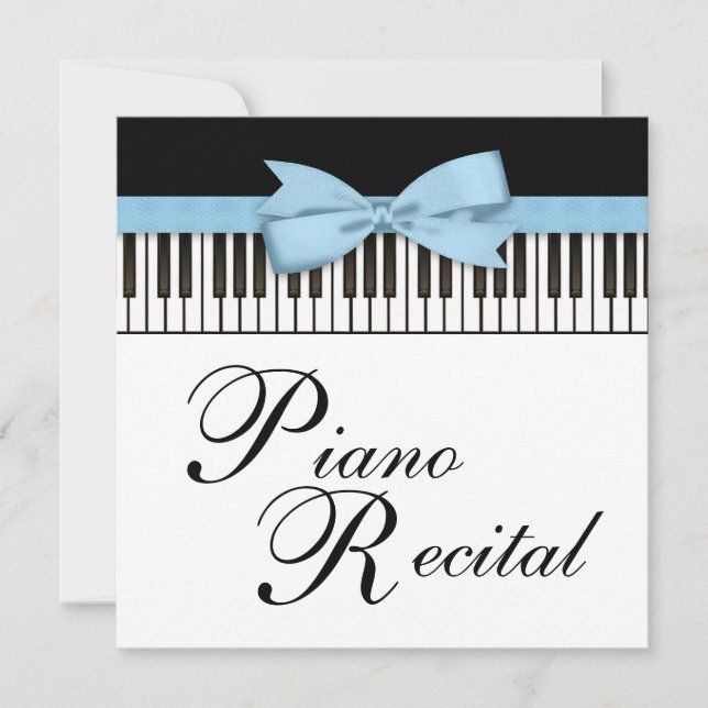 Invitation Touches de piano noires et blanches pour récital (Devant)