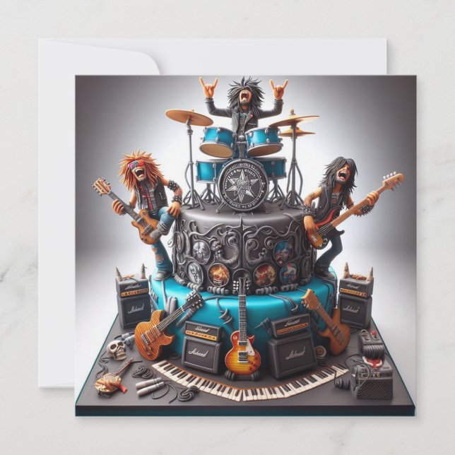 Invitation TOUJOURS EN TRAIN DE ROCKER, Célébration d'anniver (Devant)