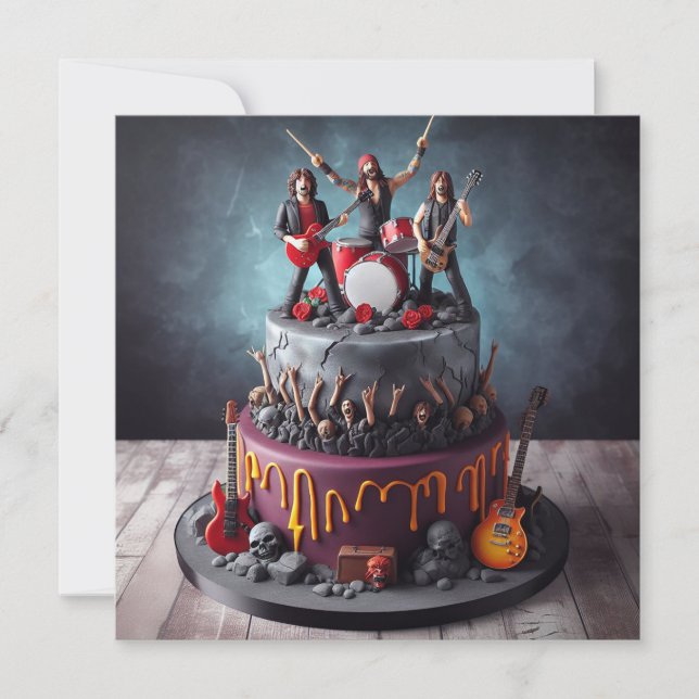 Invitation TOUJOURS EN TRAIN DE ROCKER, Joyeuse fête d'annive (Devant)