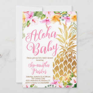 Invitation Toule rose pâle sur le Baby shower d'ananas Luau