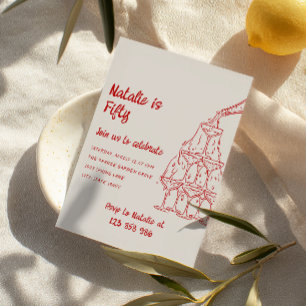 Invitation Tour Champagne 50e Anniversaire tirée à la main