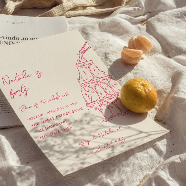 Invitation Tour Champagne à main rose 40e anniversaire (Créateur téléchargé)