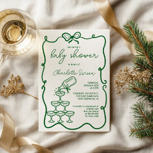 Invitation Tour de boissons vertes avec noeud papillon coquet
