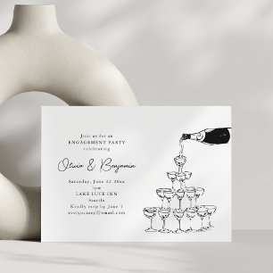 Invitation Tour de Champagne Chic pour une fête de fiançaille