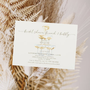 Invitation Tour de Champagne Crème Baby Shower Brunch de Mari