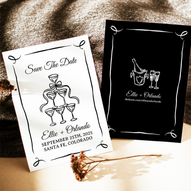 Invitation Tour de champagne dessinée à la main de manière fa (Créateur téléchargé)