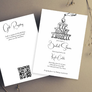 Invitation Tour de champagne dessinée à la main douche nuptia