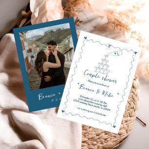 Invitation Tour de Champagne écrit main funky pour la douche 