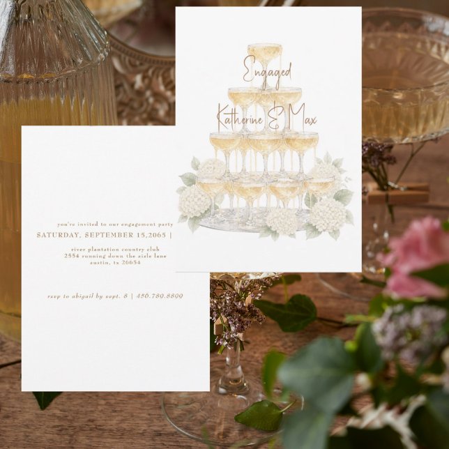 Invitation Tour de champagne Hydrangeas blanches Fête de fian (Créateur téléchargé)