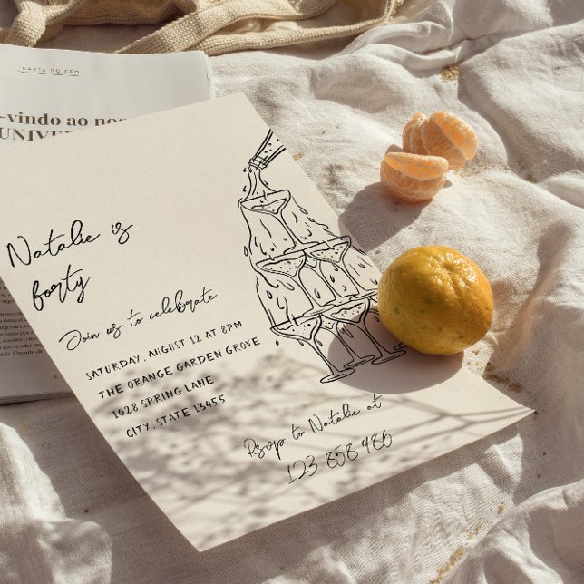 Invitation Tour de Champagne Illustrée Retro 40e anniversaire (Créateur téléchargé)