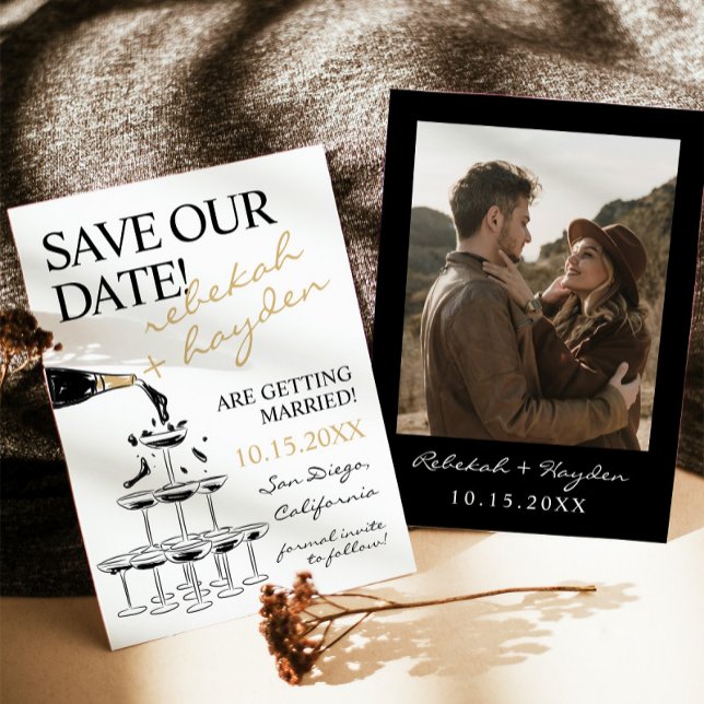 Invitation Tour de Champagne manuscrite Enregistrer la date (Créateur téléchargé)