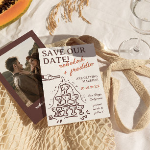 Invitation Tour de Champagne manuscrite Enregistrer la date