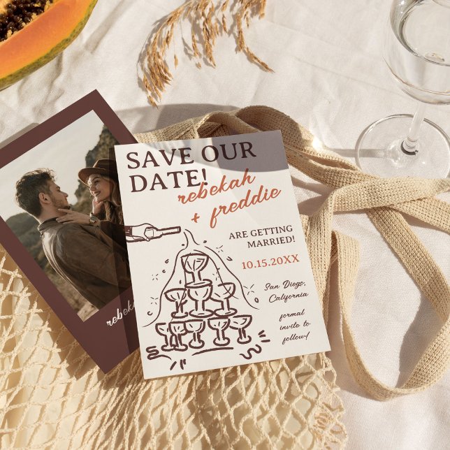 Invitation Tour de Champagne manuscrite Enregistrer la date (Créateur téléchargé)