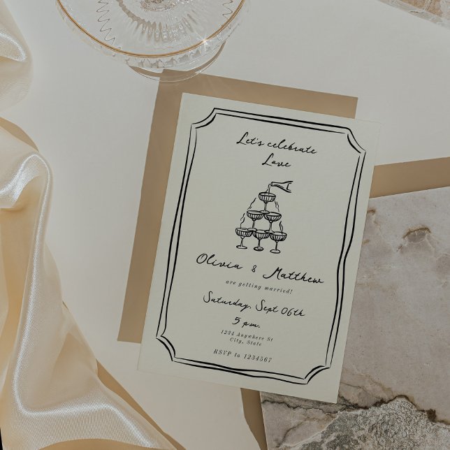 Invitation Tour de Champagne Mariage Whimsical (whimsical wedding invitation)