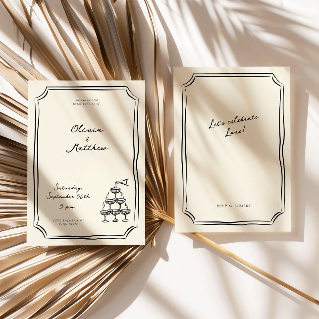 Invitation Tour de Champagne Mariage Whimsical (Créateur téléchargé)