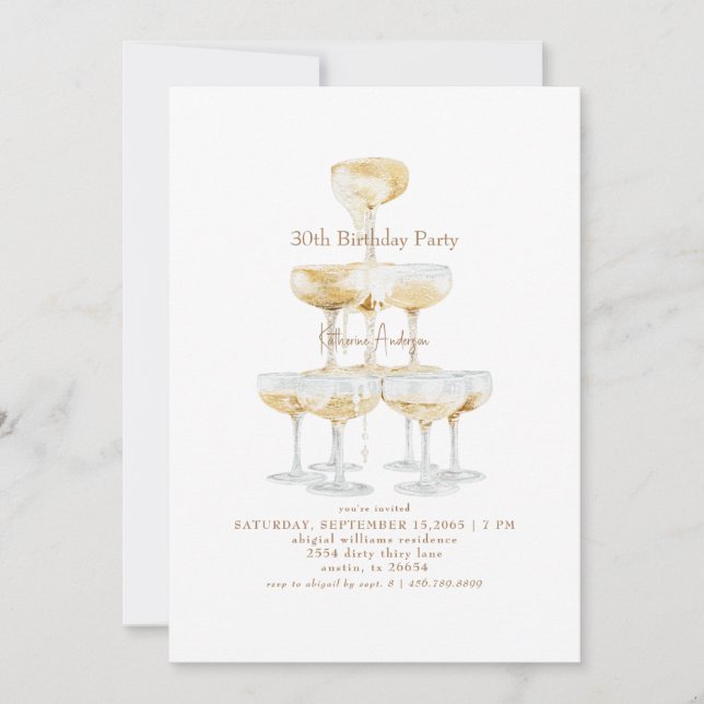 Invitation Tour de champagne pour la fête d'anniversaire de 3 (Devant)