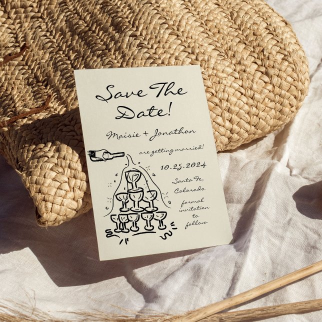 Invitation Tour de Champagne Tiré À La Main De Whimsical Enre (Créateur téléchargé)