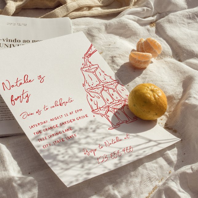 Invitation Tour de Champagne tirée à main rétro 40e anniversa (Créateur téléchargé)