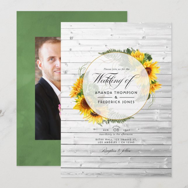 Invitation Tour de mariage rustique de tournesol d'aquarelle (Devant / Derrière)