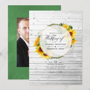 Invitation Tour de mariage rustique de tournesol d'aquarelle
