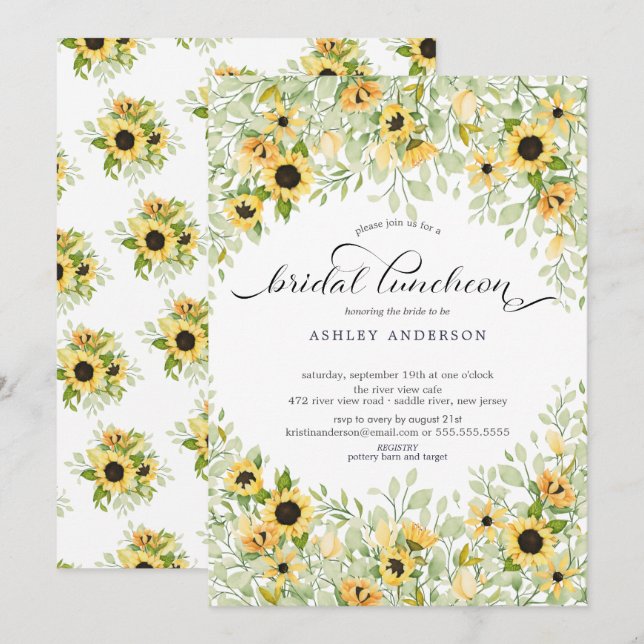 Invitation Tour de mariage tournesol jaune automnal (Devant / Derrière)