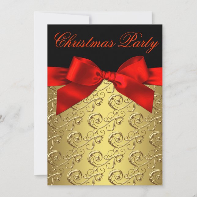 Invitation Tour de Noël d'entreprise Rouge Or Tourbillon Bow (Devant)