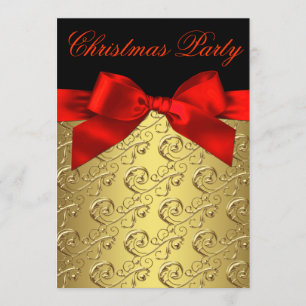 Invitation Tour de Noël d'entreprise Rouge Or Tourbillon Bow