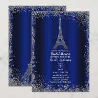 Tour Eiffel Argent Royale Bleue Élégante Fête de M