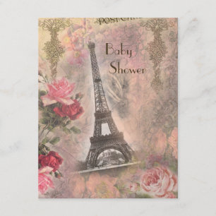 Invitation Tour Eiffel Chic et Baby shower Rose