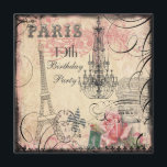 Invitation Tour Eiffel chic et lustre 19e anniversaire<br><div class="desc">Elégante Tour Eiffel vintage Parisienne 19e anniversaire Invitations pour adolescentes en rose et noir glamour avec un magnifique collage shabby chic imprimé de roses romantiques, lustre français ancien design, l'Arc de Triomphe, la Tour Eiffel et le mot Paris sur un joli arrière - plan orné de tourbillons et de grunges...</div>