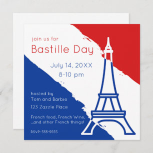 Invitation Tour Eiffel Couleurs Drapeau Français