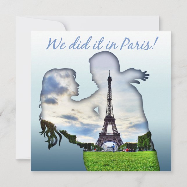 Invitation Tour Eiffel Couple Paris Réception de Mariage (Devant)